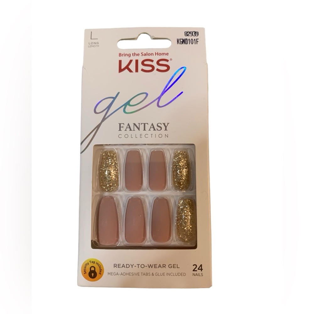 NWT Kiss Gel Press On Nails Gold Glitter and Rose Taupe